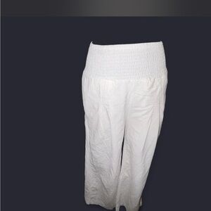 White Cotton-Linen Blend Pants